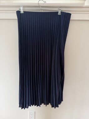 J. Crew Dark Navy Pleated Midi Skirt